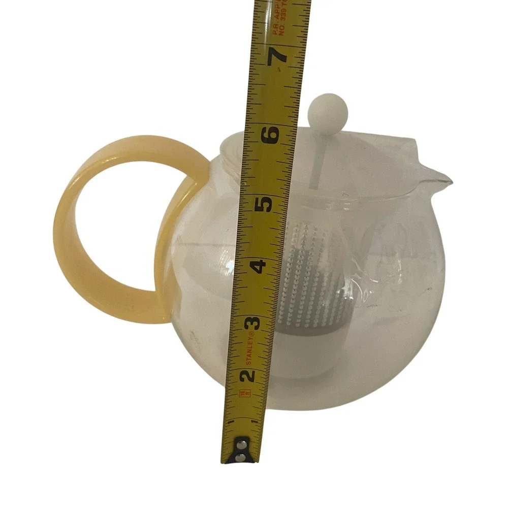 Bodum Glass Teapot with Yellow Handle and White Tea Press Infuser 34oz